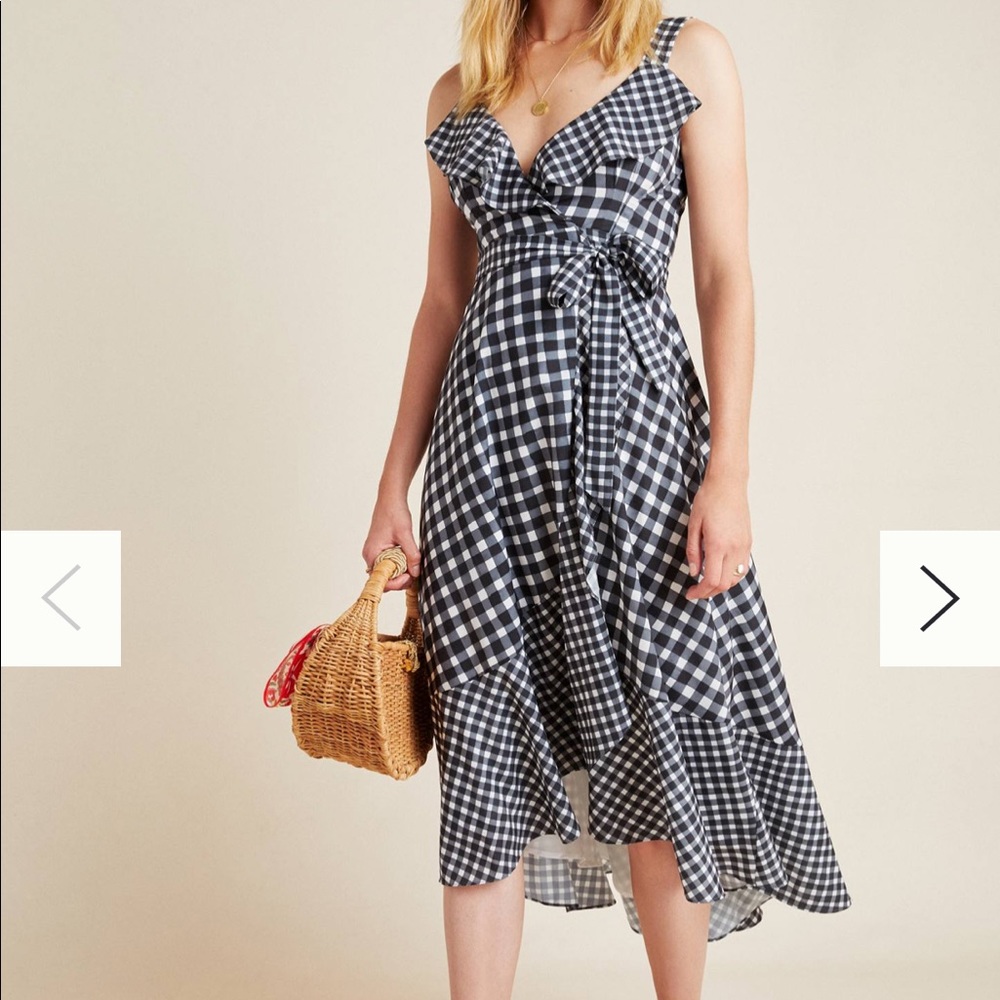 NWT Allison Gingham Wrap Dress Anthro